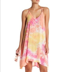 Love Stitch Tie-Dye Stripe Sleeveless Shift Dress